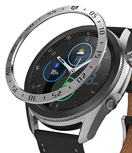 Ringke Bezel Styling Compatibile con Cover Samsung Galaxy Watch 3 45mm, Ghiera Anti Graffio Acciaio Inossidabile Adesiva Accessorio Silver (45-01)