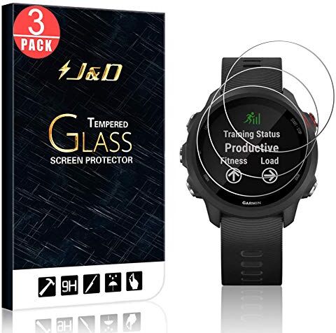 J&D Compatibile per Garmin Forerunner 245 Pellicola Protettiva/Garmin Forerunner 245 Music Pellicola Protettiva, 3 Confezioni [Vetro Temperato] [Non Piena Copertura] Balistico Vetro Protezione Schermo