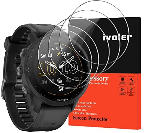 iVoler 4 Pezzi Pellicola Protettiva in Vetro Temperato per Samsung Galaxy Watch 6/5 / 4 44mm / Garmin Fenix 7X PRO/Fenix 7X 51mm / Epix PRO Gen 2 51mm / Forerunner 955 46.5mm / Polar Vantage V2