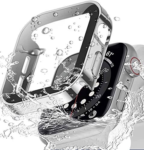 Miimall Cover per Apple Watch 6/SE/5/4 40mm Custodia Rigida+Vetro Temperato Protezione Totale AntiGraffio Sensibile PC Custodia Protettiva per iWatch 40mm-Argento