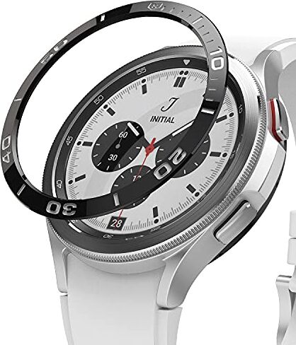 Ringke Bezel Styling Compatibile con Cover Samsung Galaxy Watch 4 Classic 46mm, Ghiera Anti Graffio Acciaio Inossidabile Adesiva Accessorio Black (46-02)