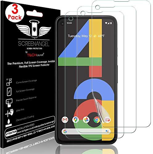 TECHGEAR [3 Pezzi Pellicola Protettiva per Google Pixel 4a [Pellicola Screen Angel] Alta Definizione Pellicola [Senza Bolle] Trasparente TPU Silicone Pellicola Copre Schermo Intero