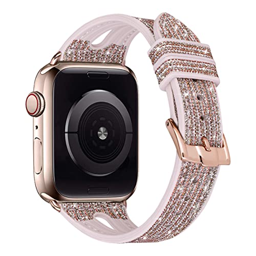 MroTech Compatibile con Apple Watch Cinturino 41 mm 40 mm 38 mm per Donna Banda di Ricambio per iWatch Serie 8/7/6/5/4/3/2/1 Bracciale in Pelle Silicone Band 41mm/40mm/38mm Bilng Slim Rose Gold