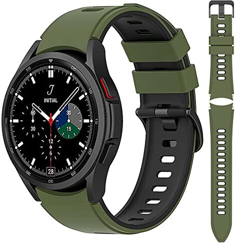 Generic Cinturino per Samsung Galaxy Watch 4 40mm/44mm, 20mm Cinturino di Ricambio in Silicone per Samsung Galaxy Watch 4 Classic 42mm/46mm (Verde Militare Nero)