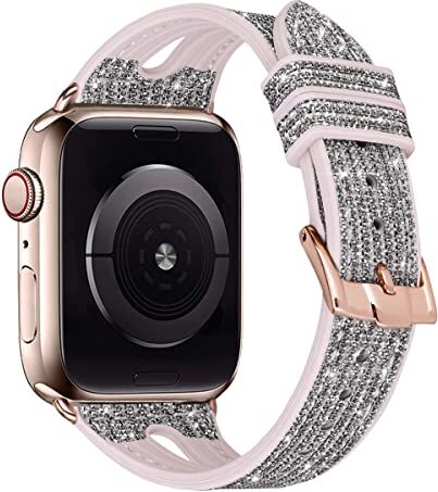 MroTech Compatibile con Apple Watch Cinturino 49 mm 45 mm 44 mm 42 mm per Donna Banda Ricambio per iWatch Serie 9/8/7/6/5/4/3/2/1 Bracciale Pelle Silicone Band 49mm/45mm/44mm/42mm Bilng Slim Argento