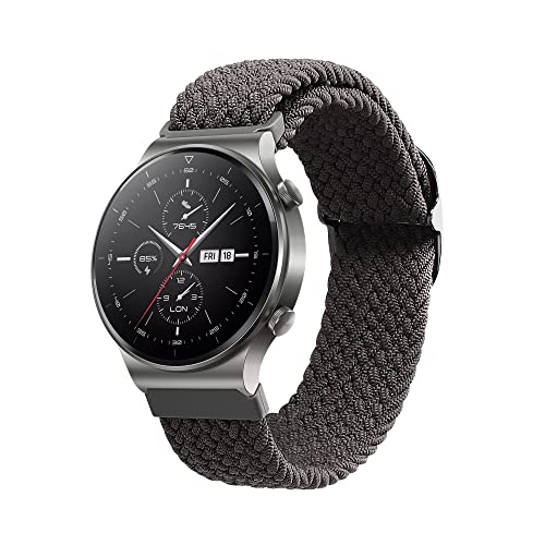 kwmobile Fascia compatibile con Huawei Watch GT2 Pro / GT2 (46mm) / GT 2e Cinturino Smart-Watch Fitness-Tracker Nylon grigio ca. 19-20 cm