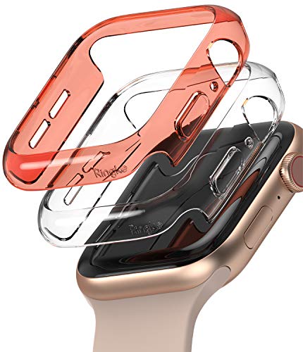 Ringke Slim Compatibile con Cover Apple Watch Serie 6/5 / 4 / SE 40mm (2 Pezzi) Clear & Coral