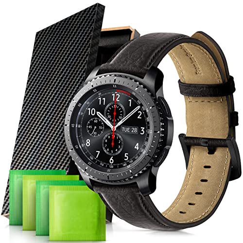 Generic Cinturino in pelle per 22mm, compatibile per Samsung Galaxy Watch 46 mm Cinturino orologio, Soft Quick release Bracciali di ricambio compatibili con Galaxy Watch 3 45mm /Gear S3 Frontier Classic