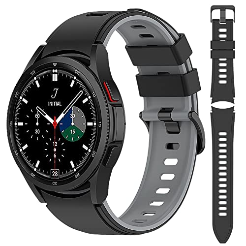 Generic Cinturino per Samsung Galaxy Watch 4 40mm/44mm, 20mm Cinturino di Ricambio in Silicone per Samsung Galaxy Watch 4 Classic 42mm/46mm (Nero Grigio)