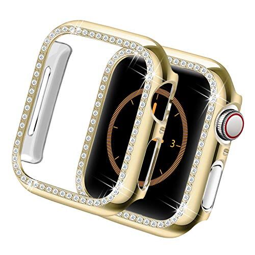 Yolovie Custodia Compatibile per Apple Watch Serie 6 SE 5 4Cassa, operchio Viso Diamanti di Cristallo Bling Strass Lucido, Cornice Protettiva per iWatch Donna Ragazze. 44mm Dorato