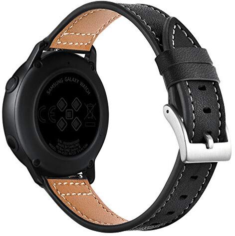 AISPORTS Cinturino di ricambio per Samsung Galaxy Watch Active da 40 mm, in pelle morbida, per Samsung Galaxy Watch Active 40 mm, SM-R500/Galaxy Watch 42 mm, SM-R810/R815, colore: Nero