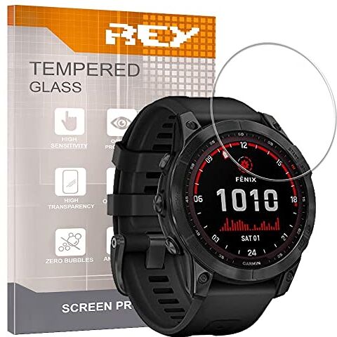 REY Pack 3x Pellicola salvaschermo per GARMIN FENIX 7X 51mm GARMIN FENIX 7X PRO 51mm QUATIX 6x SOLAR 51mm, Vetro temperato, di qualità Premium