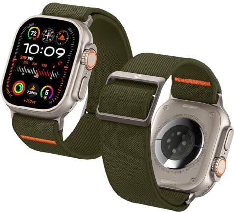 Spigen Lite Fit Ultra Cinturino Compatibile con Apple Watch per Apple Watch Ultra 2/Ultra 49mm, Series 9/8/7 45mm, Series SE2/6/SE/5/4 44mm e Series 3/2/1 42mm Khaki