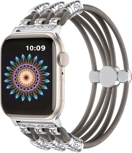 Omnillert Cinturini Perle Compatibile con Cinturino Apple Watch 44 mm 42mm 45mm, Cinturino da Donna in Nylon Intrecciato a Mano, Sostitutivo per Cinturino Apple Watch SE/iWatch Series 9 8 7 6 5 4 3 SE