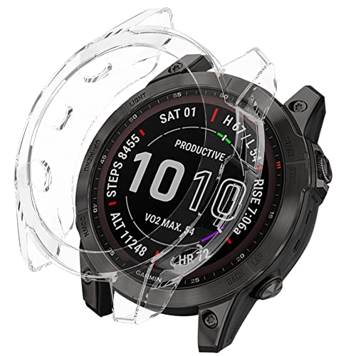 KeeFos Cover Compatibile con Garmin Fenix 7/Fenix 7 Solar, Morbida TPU Pellicola Protettiva Custodia, Resistente AntiGraffio Case per Garmin Fenix 7 Sapphire Solar (Trasparente)