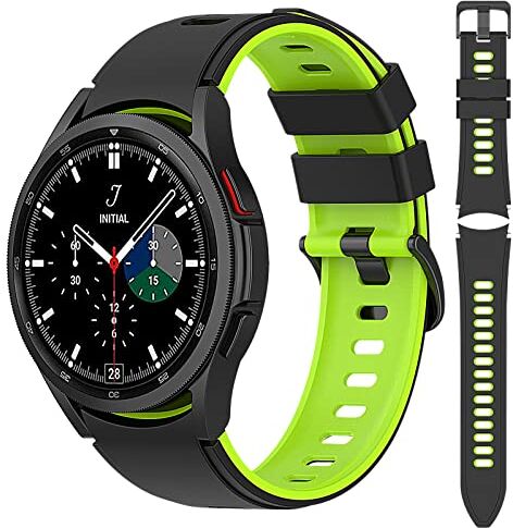 Generic Cinturino per Samsung Galaxy Watch 4 40mm/44mm, 20mm Cinturino di Ricambio in Silicone per Samsung Galaxy Watch 4 Classic 42mm/46mm (Nero verde)