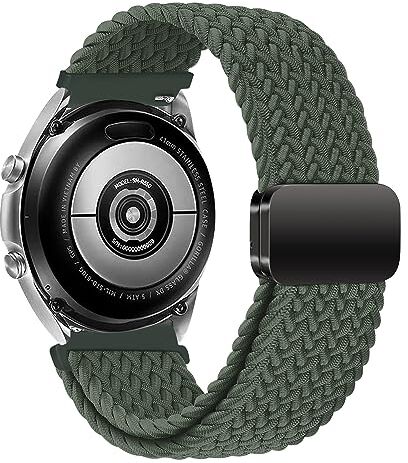 MroTech Compatible con Cinturino Samsung Galaxy Watch 46mm/3 45mm/Gear S3 Frontier,Cinturino Compatible con Huawei GT GT2 PRO GT2e GT3 46 mm,Cinturino 22mm Nylon Intrecciato con Magnetica,Verde Oliva