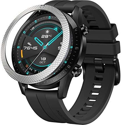 Ringke Bezel Styling per Huawei Watch GT2 46mm Cornice adesiva per anello Protezione antigraffio Acciaio inossidabile Protezione per Huawei Watch GT 2 46mm Accessorio Silver [46-42]