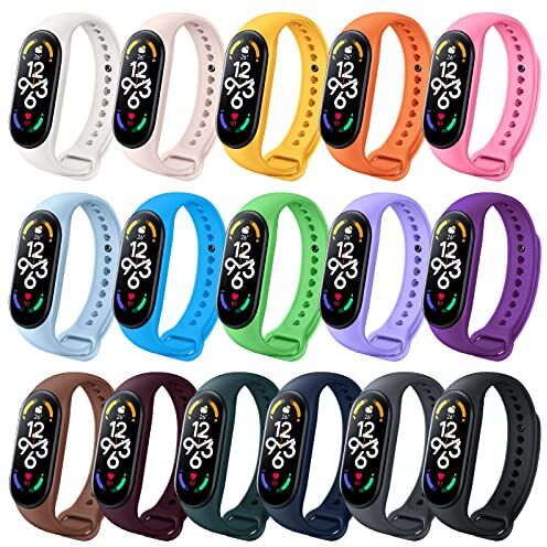 iVoler 16 Cinturino Xiaomi Mi Band 7/Mi Band 6/6 NFC/Mi Band 5/Amazfit Band 5. Cinturino di Ricambio Morbido, Traspirante, Resistente al Sudore e Multicolore