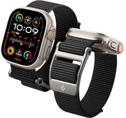 Spigen Cinturino DuraPro Flex Compatible con Apple Watch Series per Apple Watch Ultra 2/Ultra 49mm, 9/8/7 45mm, 6/SE/5/4 44mm e 3/2/1 42mm Nero