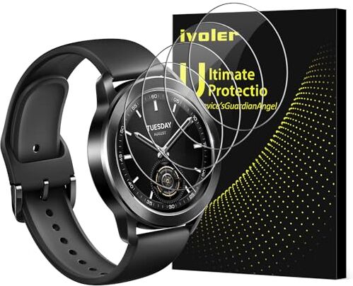 iVoler 4 Pezzi Vetro Temperato per Xiaomi Watch S3, Pellicola Protettiva Protezione Schermo Anti Graffio, Durezza 9H, Anti-Impronte, HD Chiaro, Senza Bolle