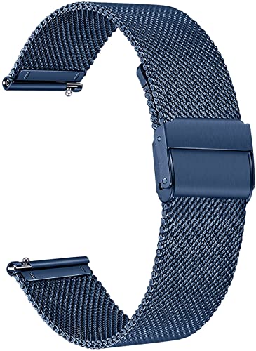 Aliwisdom Universale Cinturino Smartwatch di Ricambio 18mm 20mm 22mm, Smartwatch Universale watch band strap Metallo Maglia Acciaio Inossidabile Sgancio Rapido Cinturini (22 mm, Blu)
