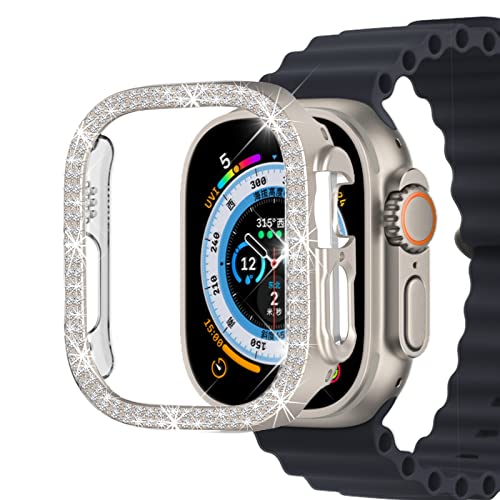 Miimall Compatibile con Apple Watch Ultra 49mm Bling Case [senza proteggi] Custodia rigida paraurti con diamanti di cristallo, custodia protettiva antiurto per iWatch Ultra 49mm-Starlight