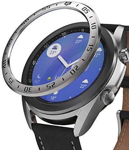 Ringke Bezel Styling Compatibile con Cover Samsung Galaxy Watch 3 41mm, Ghiera Anti Graffio Acciaio Inossidabile Adesiva Accessorio Silver (41-01)