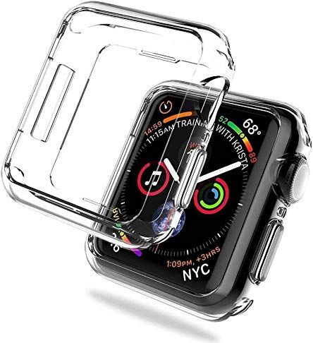 REY Pack 3X Cover in Gel TPU Trasparente per Apple Watch Series 6 Series 5 Series 4 y SE de 44mm, Ultra Sottile 0,33 mm, Morbido Flessibile, Custodia Silicone