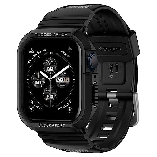 Spigen Cover con Cinturino Rugged Armor PRO Compatibile con Apple Watch Series per 9/8/7 45mm e Series per 6/SE/5/4 44mm Nero