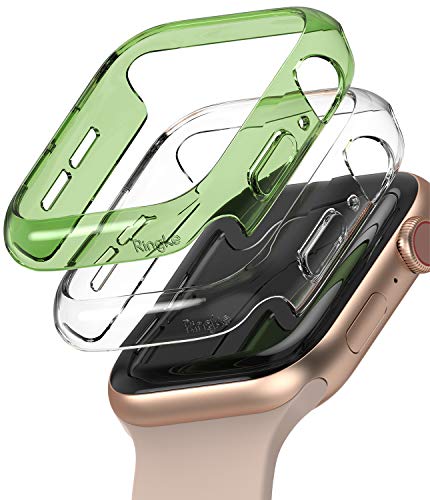Ringke Slim Compatibile con Cover Apple Watch Serie 6/5 / 4 / SE 40mm (2 Pezzi) Clear & Olive Green