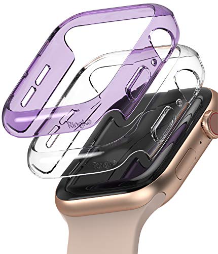 Ringke Slim Compatibile con Cover Apple Watch Serie 6/5 / 4 / SE 40mm (2 Pezzi) Clear & Purple