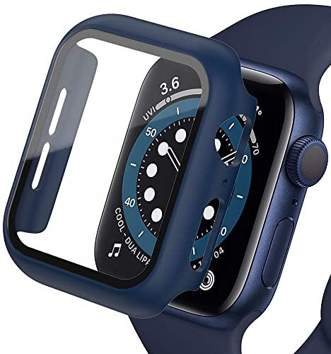 Lerxiuer Proteggi schermo in vetro temperato e PC Cover compatibile con Apple Watch Serie 7 45 mm, [copertura completa] Cover di protezione ultra sottile e opaca per iWatch 45 mm