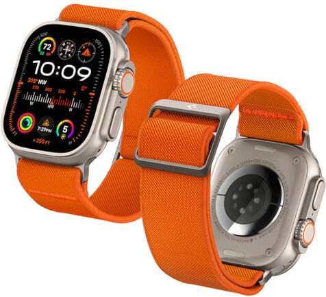 Spigen Lite Fit Ultra Cinturino Compatibile con Apple Watch per Apple Watch Ultra 2/Ultra 49mm, Series 9/8/7 45mm, Series SE2/6/SE/5/4 44mm e Series 3/2/1 42mm Arancione