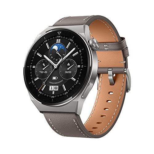 Huawei WATCH GT 3 Pro (48mm) (Gray leather). Titanium Case with Gray Leather Strap. Odin-B19V