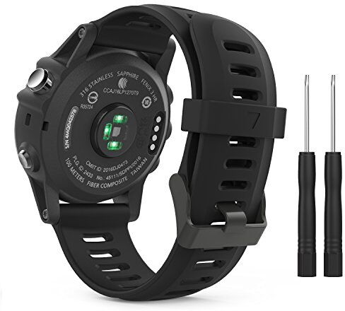 MoKo Cinturino Compatibile con Garmin Fenix 3/3 HR/Fenix 5X/5X Plus/Tactix Charlie/Descent Mk1/Quatix 3, Cinturino Sportivo di Ricambio in Silicone Morbido, Nero