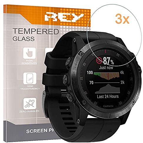 REY Pack 3x Pellicola salvaschermo per GARMIN FENIX 3 FENIX 3 HR QUATIX 6 47mm GARMIN VIVOMOVE STYLE, Pellicole salvaschermo Vetro Temperato 9H+, di qualità Premium