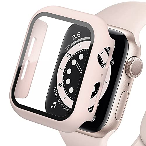 EMIOBAND Cover compatibile per Apple Watch Series 8 7 45 mm 41 mm con proteggi schermo in vetro temperato per iWatch 8 7 custodia protettiva in PC rigida, multiuso, ad alta definizione, anti-graffio