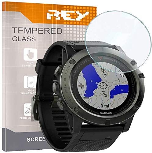 REY Pack 3X Pellicola salvaschermo per Garmin Fenix 5X 51mm Fenix 5X Plus 51mm VIVOMOVE Sport, Vetro temperato, di qualità Premium