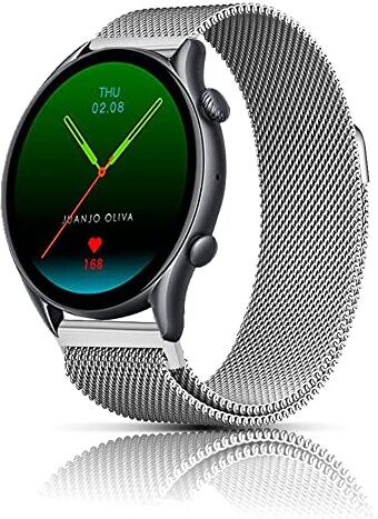 PaceBid 22 mm Cinturino Compatibile con Amazfit GTR 3 PRO/Amazfit GTR 3, Regolabile Cinturino in in Acciaio Inossidabile Magnetico Cinturino Sgancio Rapido di Ricambio per Amazfit GTR 2 -(d'Argento)