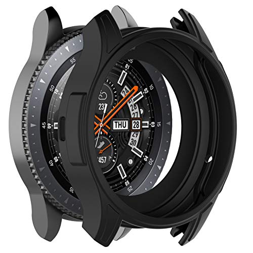 Generic Custodia in silicone compatibile con Samsung Galaxy Watch 46mm SM-R800 Smart Watch Screen Cover protettiva accessori di ricambio (nero)