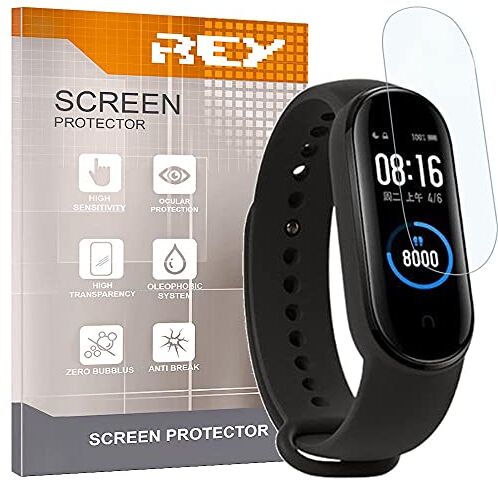 REY Pack 7X Pellicola salvaschermo per XIAOMI Mi Smart Band 4 Band 5 Band 6 AMAZFIT Band 5, qualità Premium