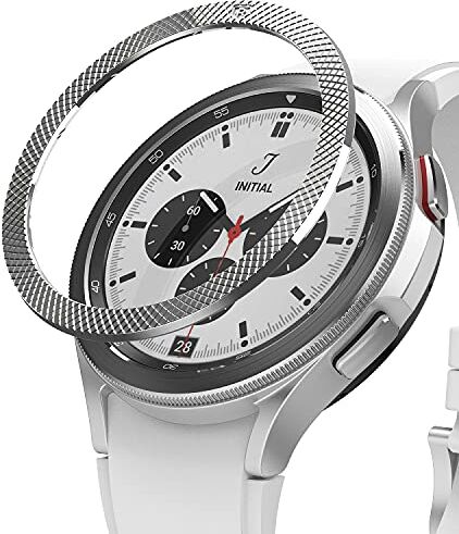 Ringke Bezel Styling Compatibile con Cover Samsung Galaxy Watch 4 Classic 42mm, Ghiera Anti Graffio Acciaio Inossidabile Adesiva Accessorio Silver (42-40)