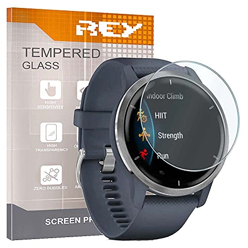 REY Pack 3X Pellicola salvaschermo per Garmin VENU 2 45mm Forerunner 945 LTE Forerunner 225 (46mm), Vetro temperato, di qualità Premium