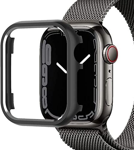 Miimall Custodia per Apple Watch Serie 9/8/7 41mm, Case in Lega di Alluminio, Custodia Sottile Antiurto Senza Protettore dello Schermo, Cover Cornice Solido per Apple Watch 41mm Serie 9/8/7, Nero