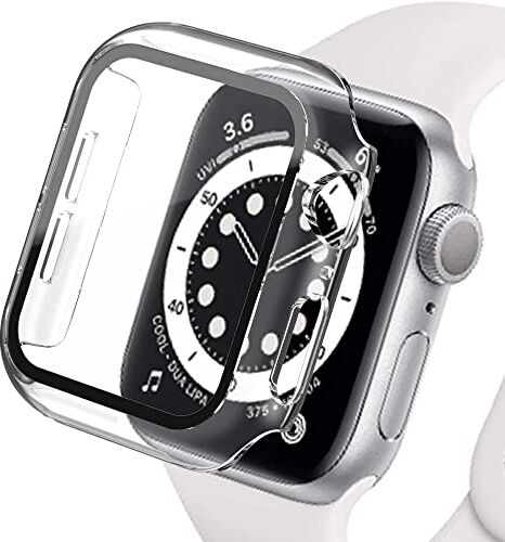 Lerxiuer Proteggi schermo in vetro temperato e PC Cover compatibile con Apple Watch Serie 7 41 mm, [copertura completa] Cover di protezione ultra sottile e opaca per iWatch 41 mm