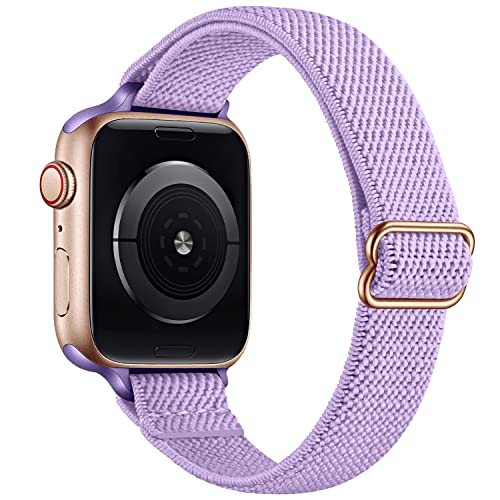 AKABEILA Cinturino elastico in nylon SOLO Loop compatibile con Apple Watch Band 38mm 40mm 41mm per uomo e donna Fascia elastica regolabile per iWatch Series SE/7/6/5/4/3/2/1, porpora, 38/40/41 mm