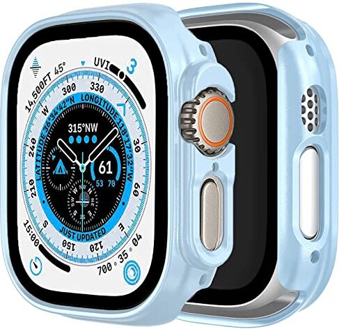 Miimall Compatibile con custodia per Apple Watch Ultra 49 mm, telaio rigido in PC senza pellicola protettiva, sottile e leggera, custodia anti-goccia per Apple Watch Series 8 Ultra 49 mm blu