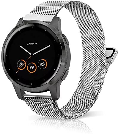 Niboow 18mm Cinturino per Huawei Watch GT 4 41mm/Garmin Venu 3S/Venu 2S, Magnetico Traspirante Metallo Cinturino per Garmin Vivoactive 4S 40mm/Vivomove 3S 39mm/Forerunner 255S Music D'argento