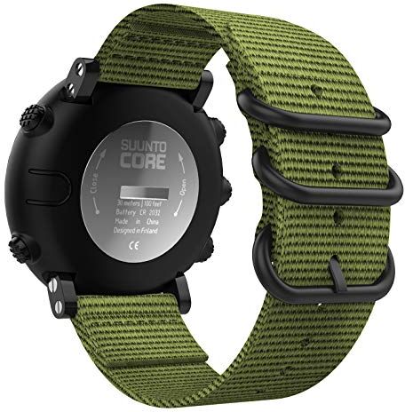 MoKo Suunto Core Cinturino, Morbido Braccialetto Regolabile in Nylon + Connettore Metallico con Fibbia Classica per Suunto Core Esercito Verde